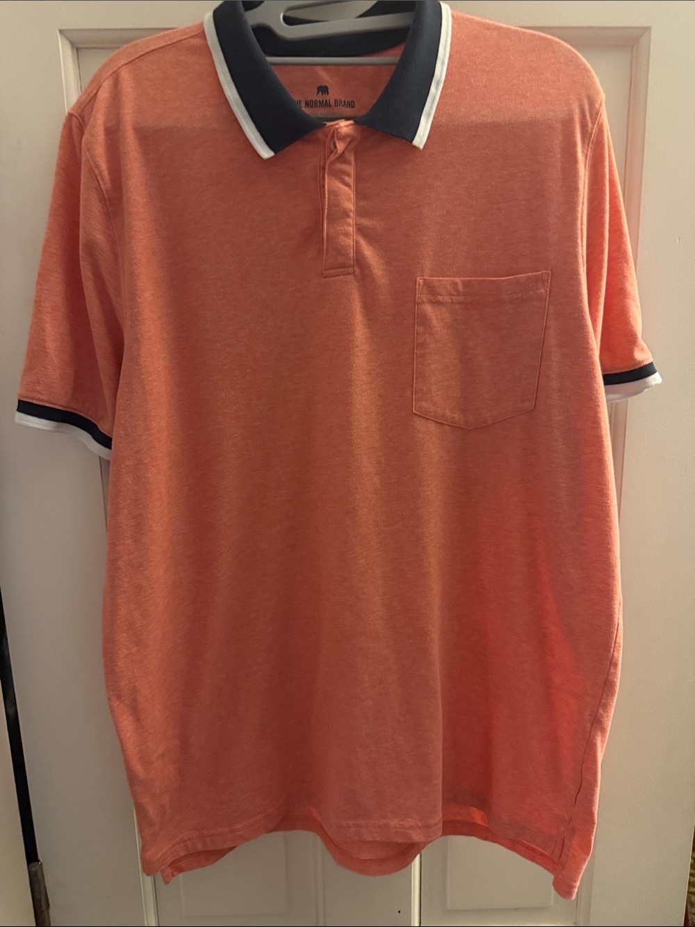 The Normal Brand Men's Orange Polo with Navy Contrast Collar - Active Purmeso
